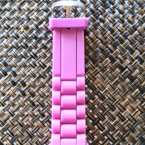 Geneva Silicone Band with Rhinestone Face Watch Stainless Steel Purple - Picture 6 of 8